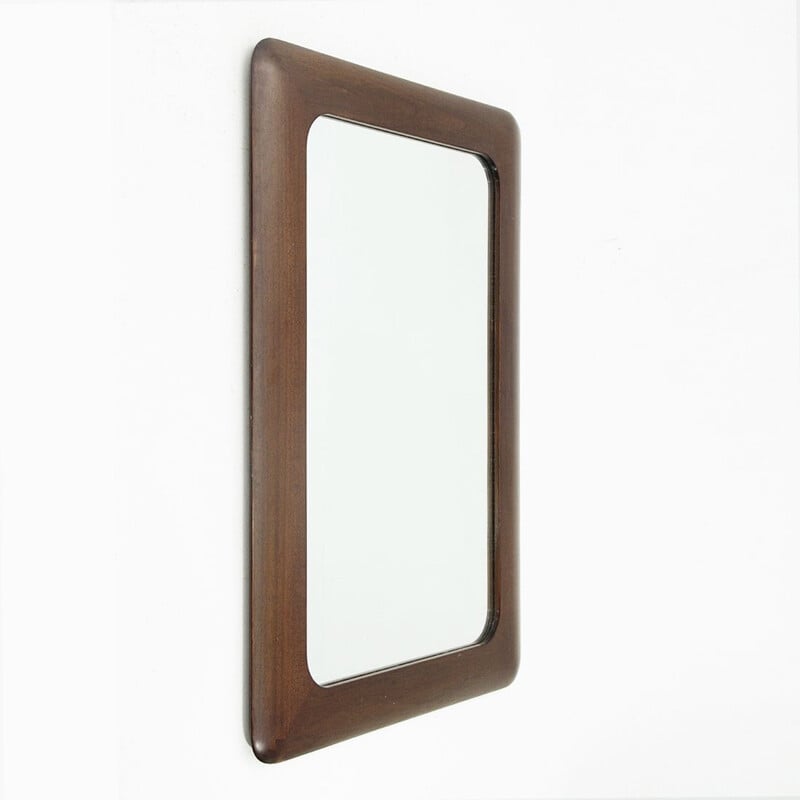 Vintage rectangular wood frame mirror from Germany 1970
