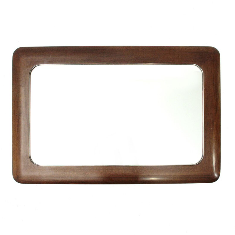 Vintage rectangular wood frame mirror from Germany 1970