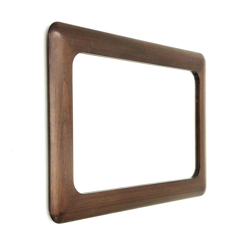 Vintage rectangular wood frame mirror from Germany 1970