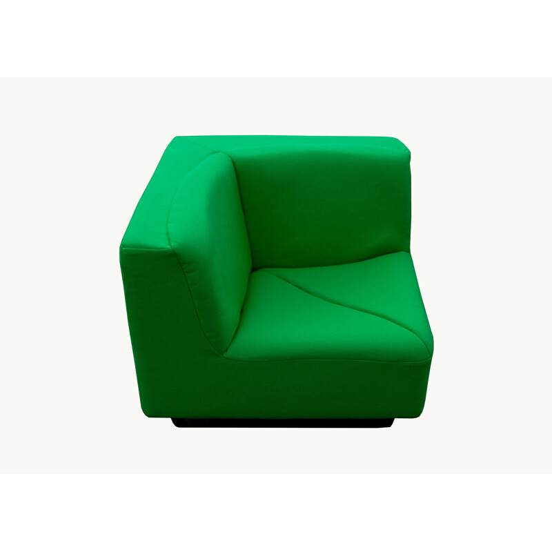 Ensemble de 4 fauteuils vintage Pop Art en tissu vert 1970