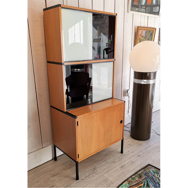 Vintage french sideboard for Minvielle in wood and steel 1960