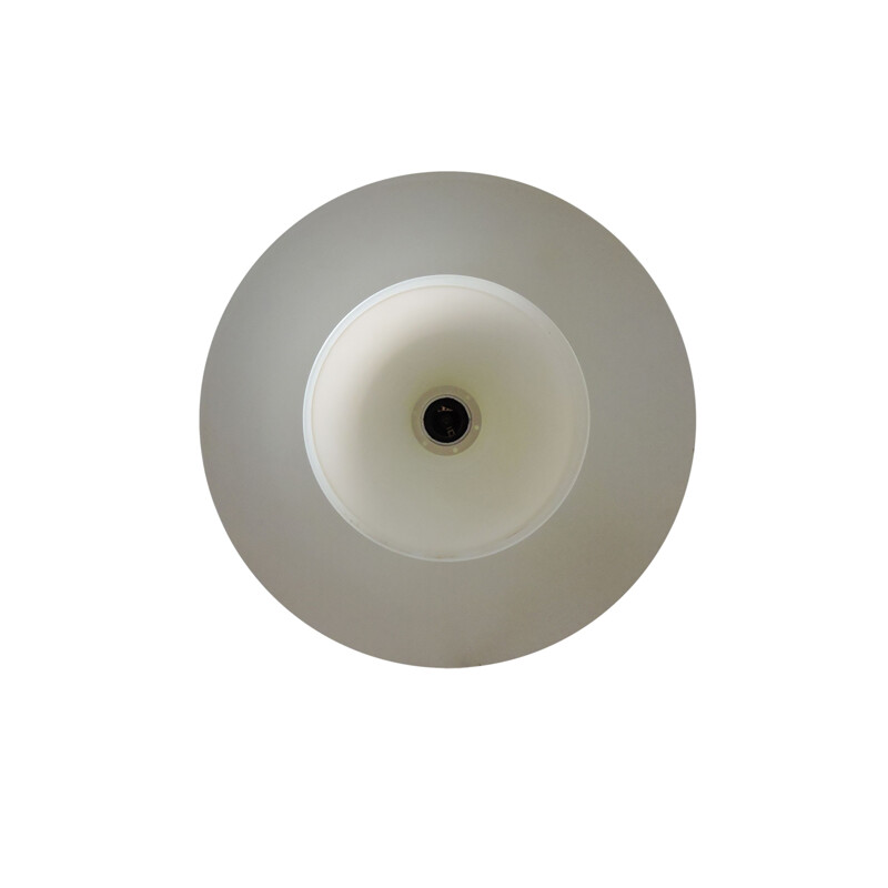 Vintage ivory white metal pendant lamp, Denmark 1960