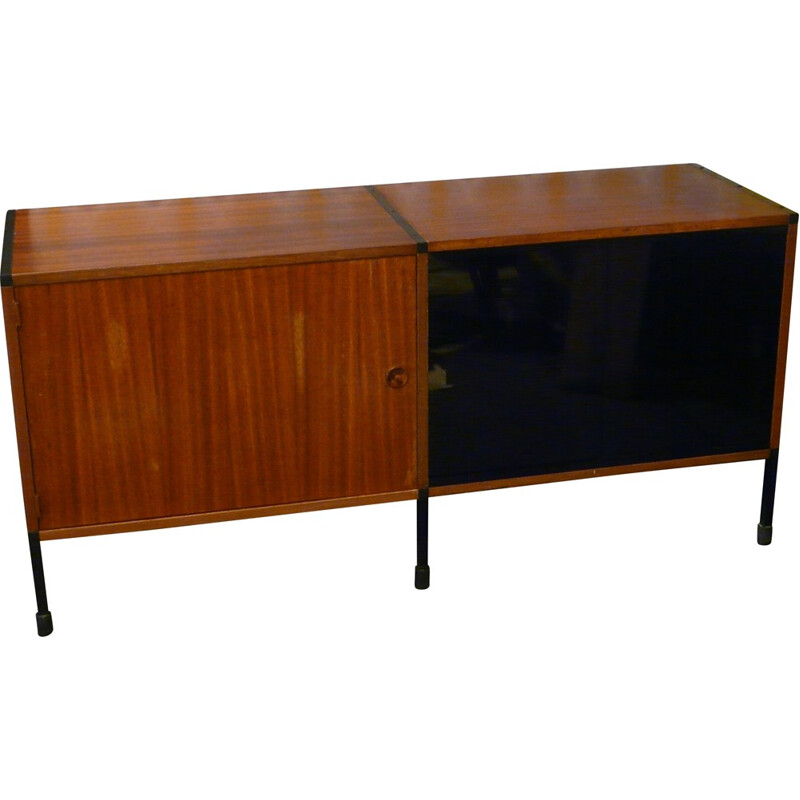 Small sideboard in wood, glass and metal, ARP - 1960s