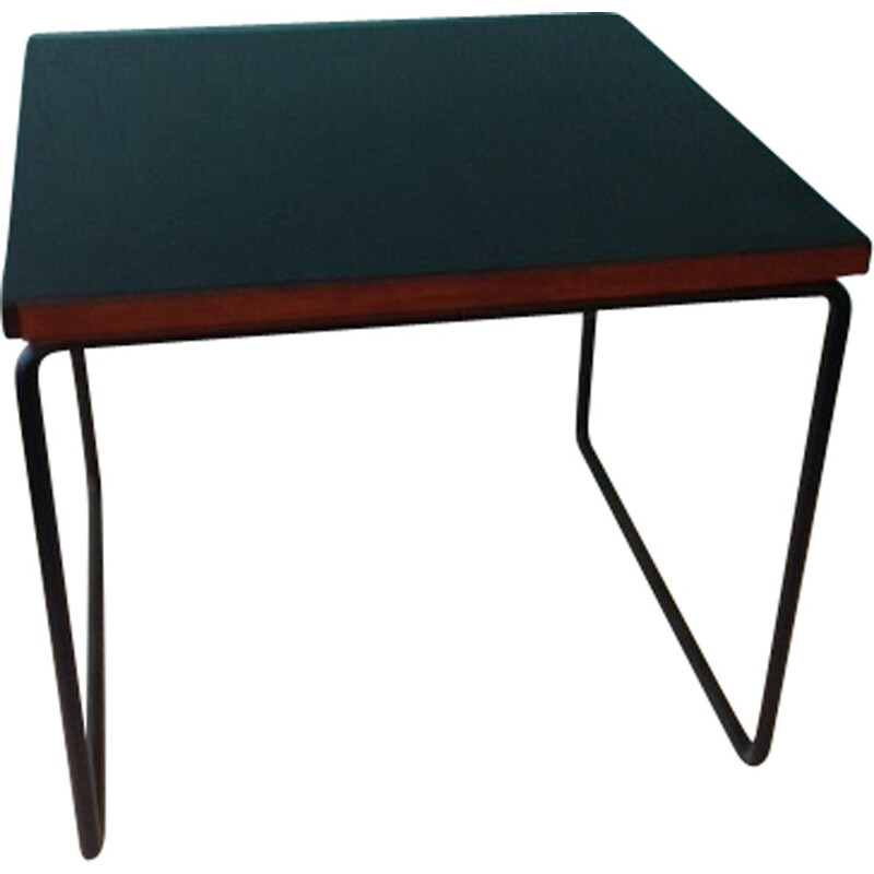 Black coffee table in melamine and metal, Pierre GUARICHE - 1950s