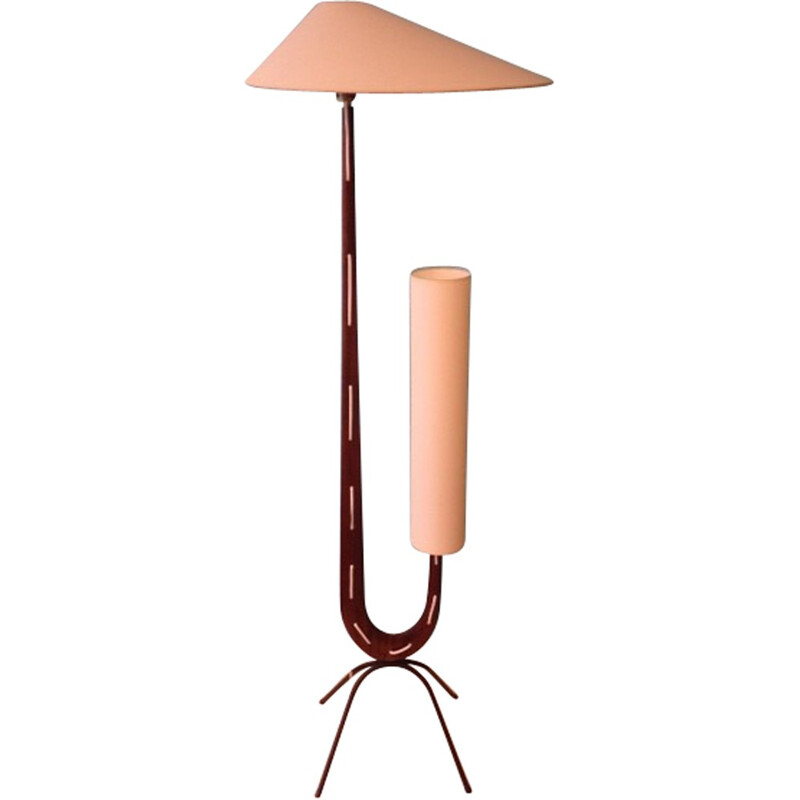 Girafe floor lamp in teak and metal, Jean RISPAL - 1950s