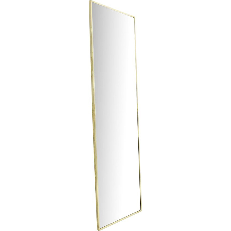 Vintage wooden mirror with brass frame, Italy