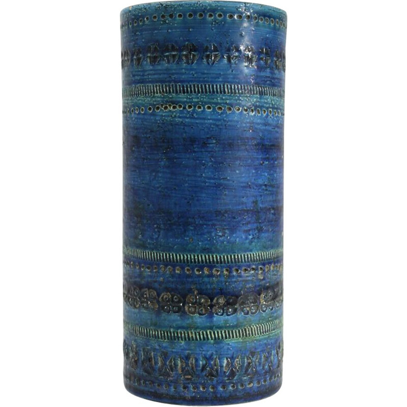 Vintage Blue Rimini serie vase for Bitossi in ceramic 1950