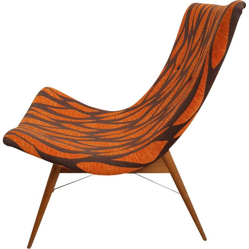 Suite de 2 fauteuils vintage TV orange par Navratil