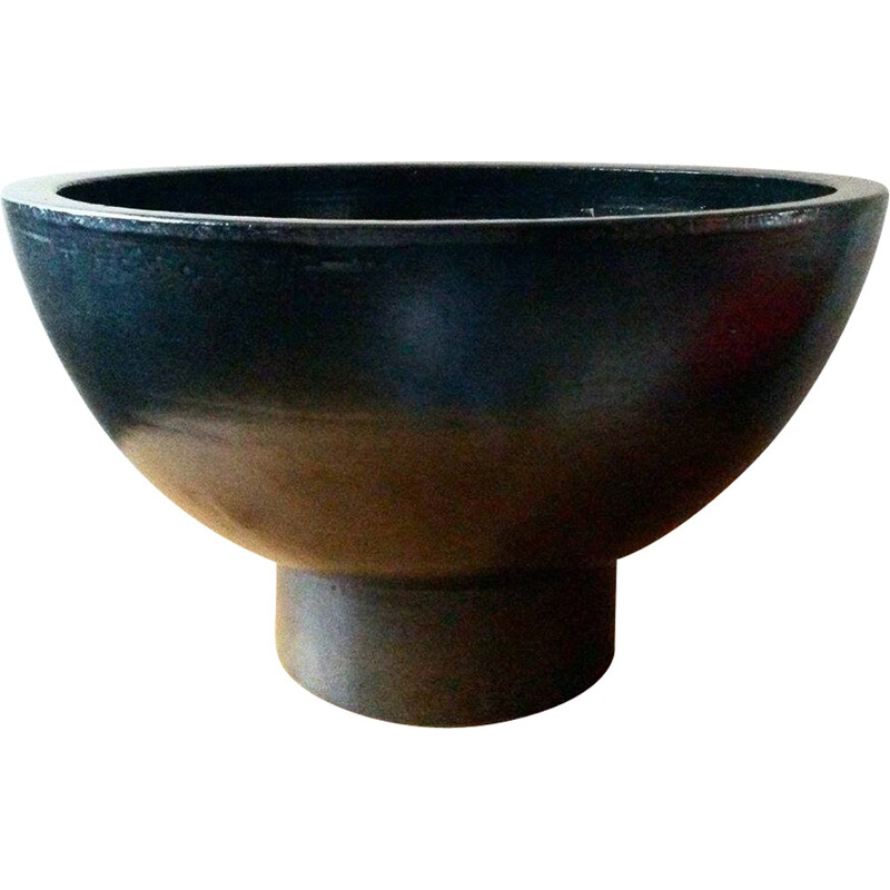 Vintage black cup in ceramic, Vincent BUFFILE - 2000