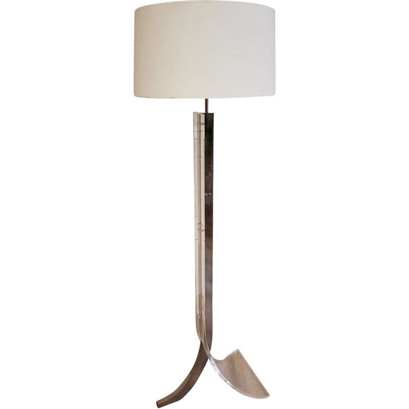 Vintage floor lamp by Philippe Jean in perspex and chrome