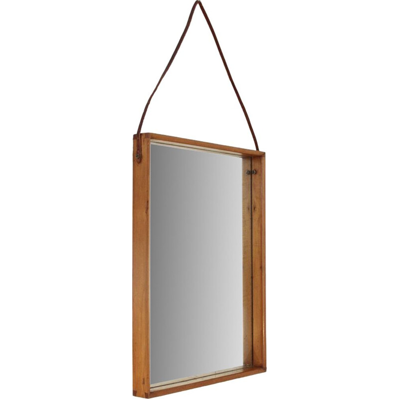 Vintage Italian teak frame mirror