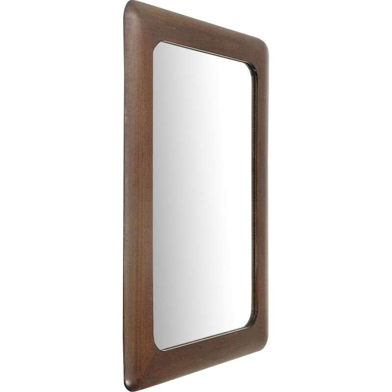 Vintage rectangular wood frame mirror from Germany 1970