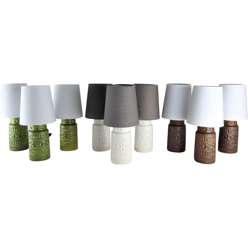 Set of 9 vintage ceramic lamps for Bay-Keramik 1960 