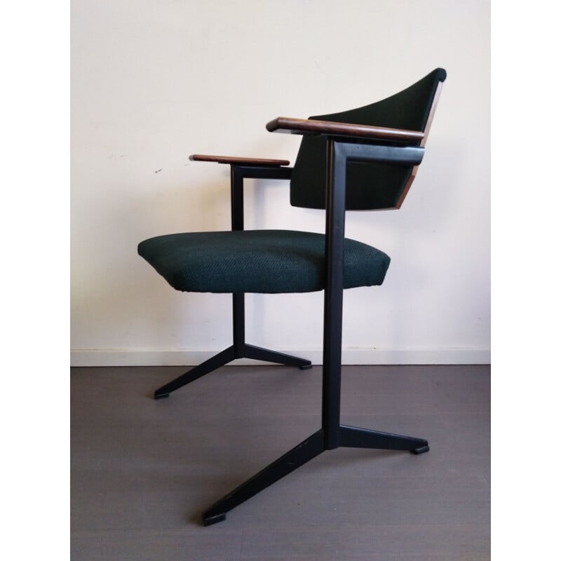 Ensemble de 4 fauteuils vintage verts pour Auping en métal et teck 1960