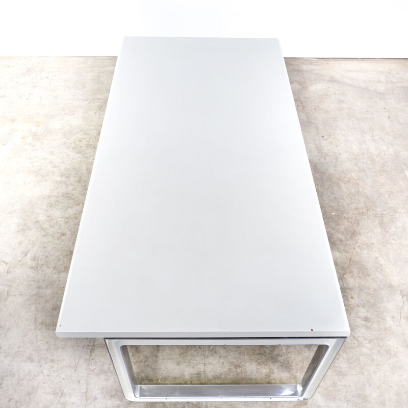 Bureau vintage gris pour Tecno en bois et aluminium