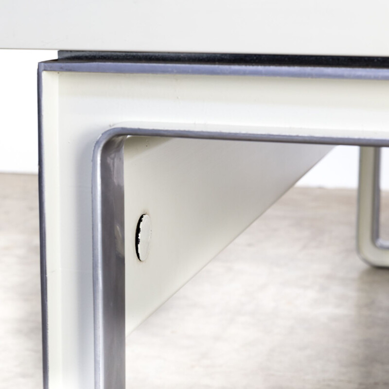 Vintage grey writing desk for Tecno in wood and aluminium