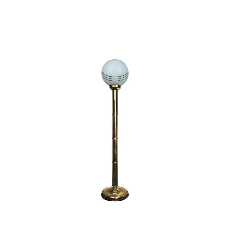 Vintage floor lamp in brass with white globe