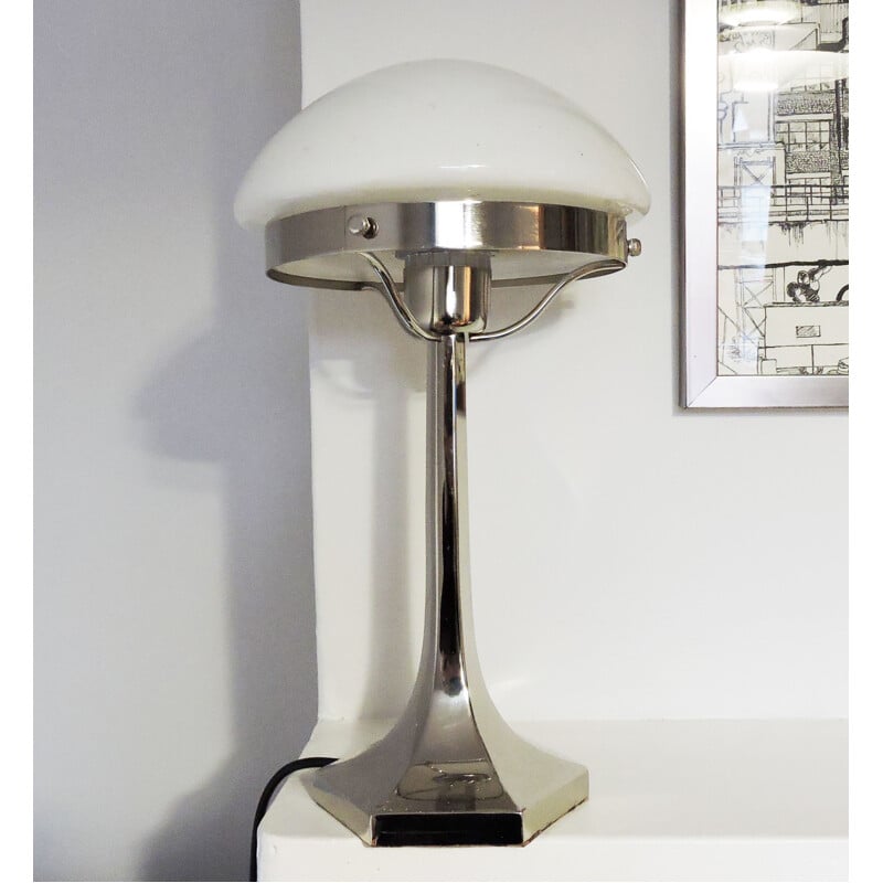 Lampe vintage belge en acier inoxydable par Lustrerie Deknudt
