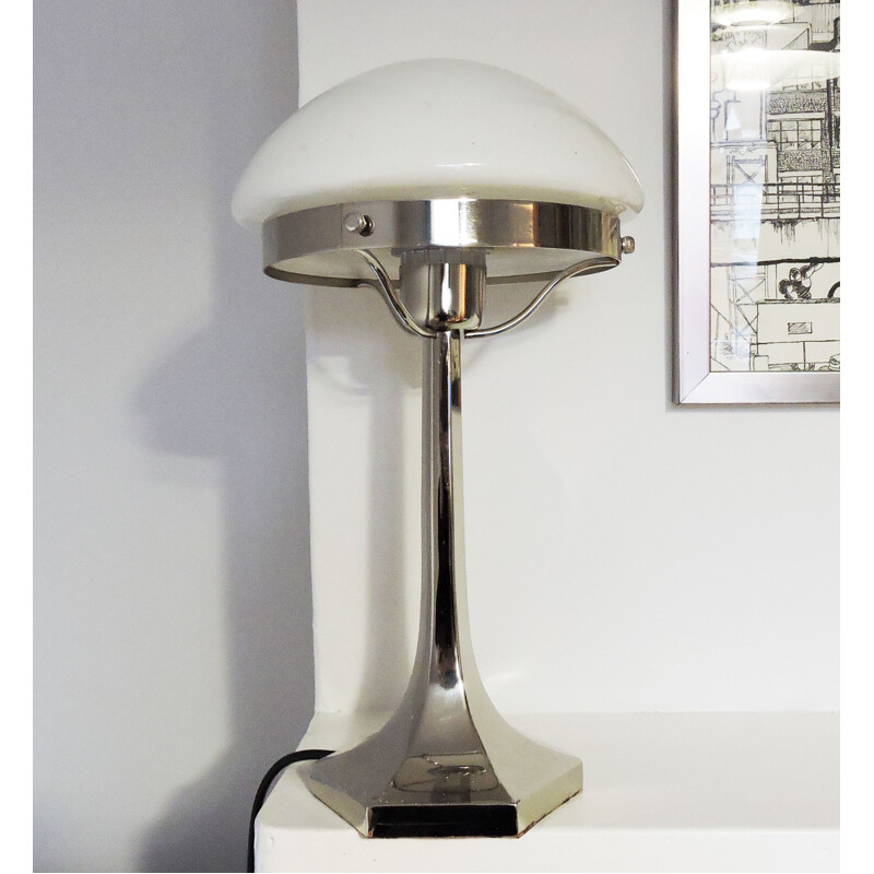 Vintage Belgian lamp in stainless steel by Lustrerie Deknudt
