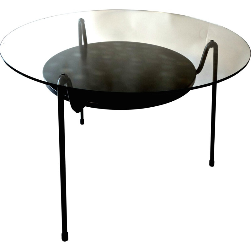 Coffee table model 535 in black lacquered steel and glass, Wim RIETVELD - 1950s