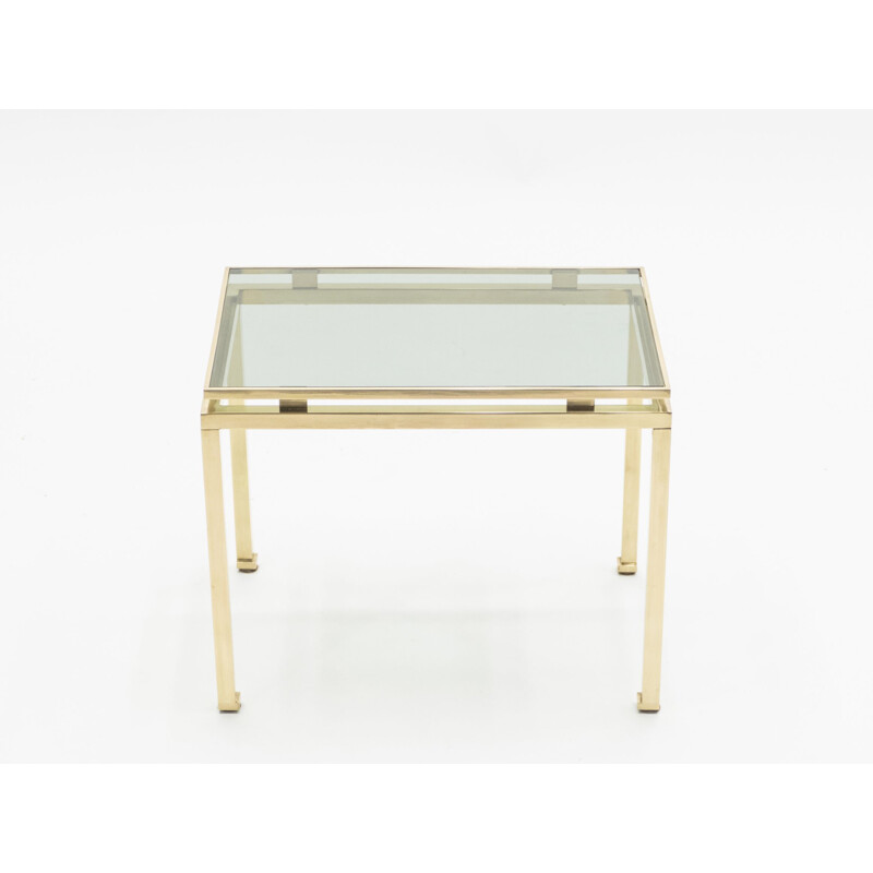 Set of 3 vintage nesting tables in brass by Guy Lefevre for Maison Jansen