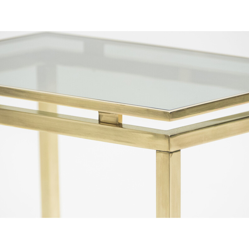 Set of 3 vintage nesting tables in brass by Guy Lefevre for Maison Jansen