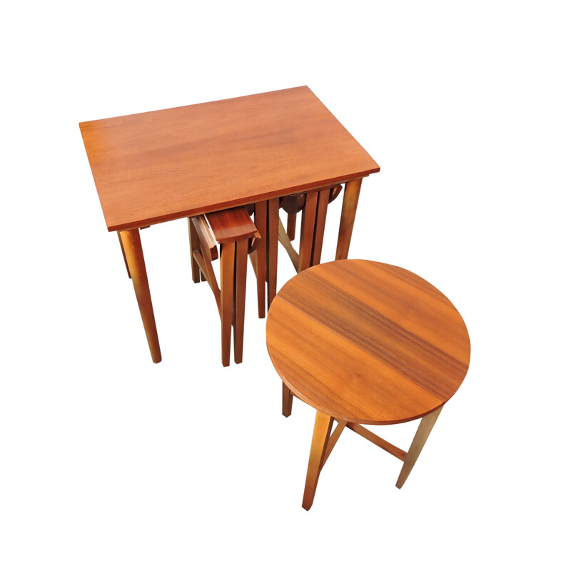 Vintage side table with 4 folding side tables
