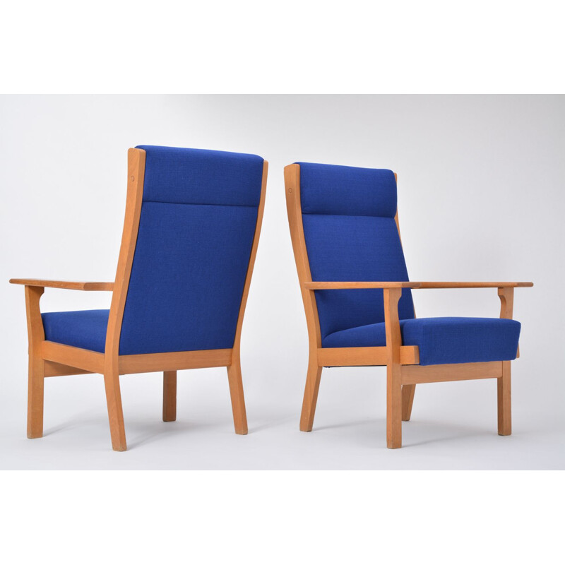 Suite di 2 poltrone vintage blu Ge 181 A di Hans Wegner per Getama