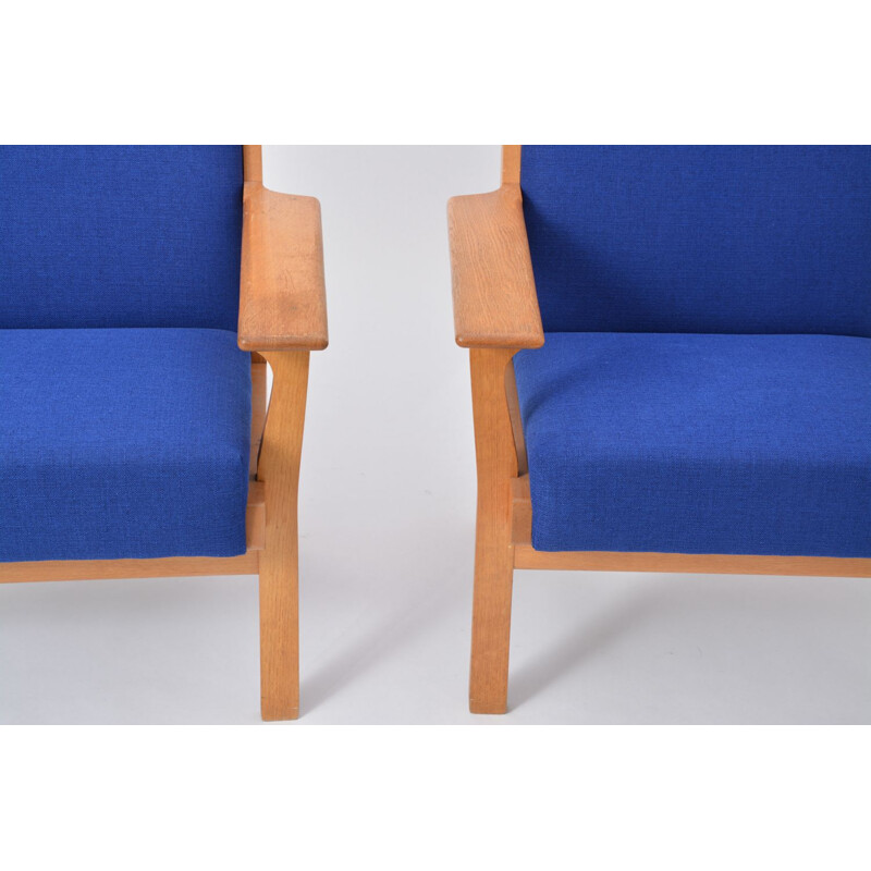 Conjunto de 2 sillones azules vintage Ge 181 A de Hans Wegner para Getama