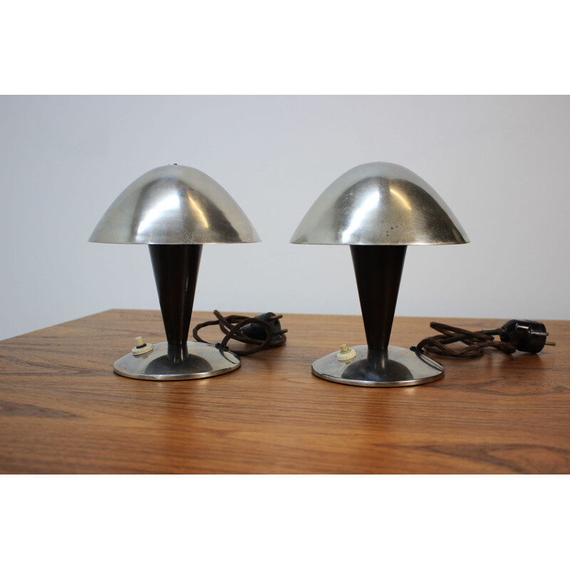 Set of 2 vintage chrome bauhaus lamp