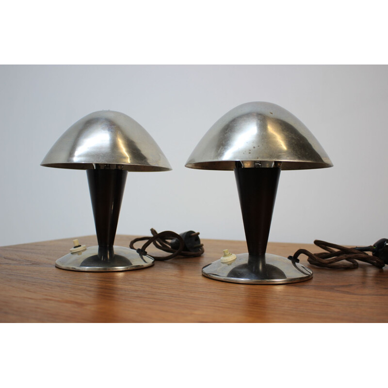 Set of 2 vintage chrome bauhaus lamp