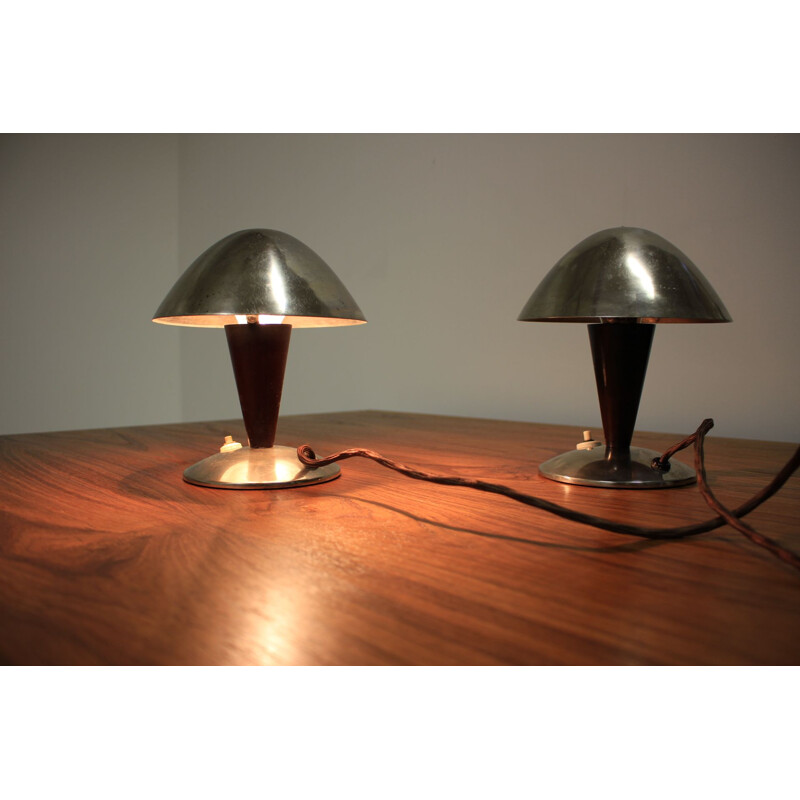 Set of 2 vintage chrome bauhaus lamp