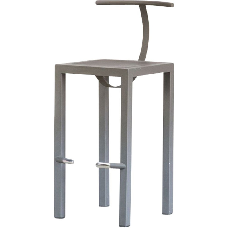 Vintage Sarapis grey bar stool for Aleph Ubik in metal 1980