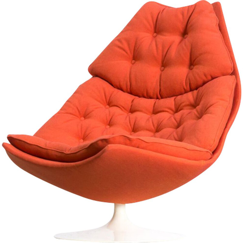 Vintage F588 orange lounge fauteuil for Artifort 1960