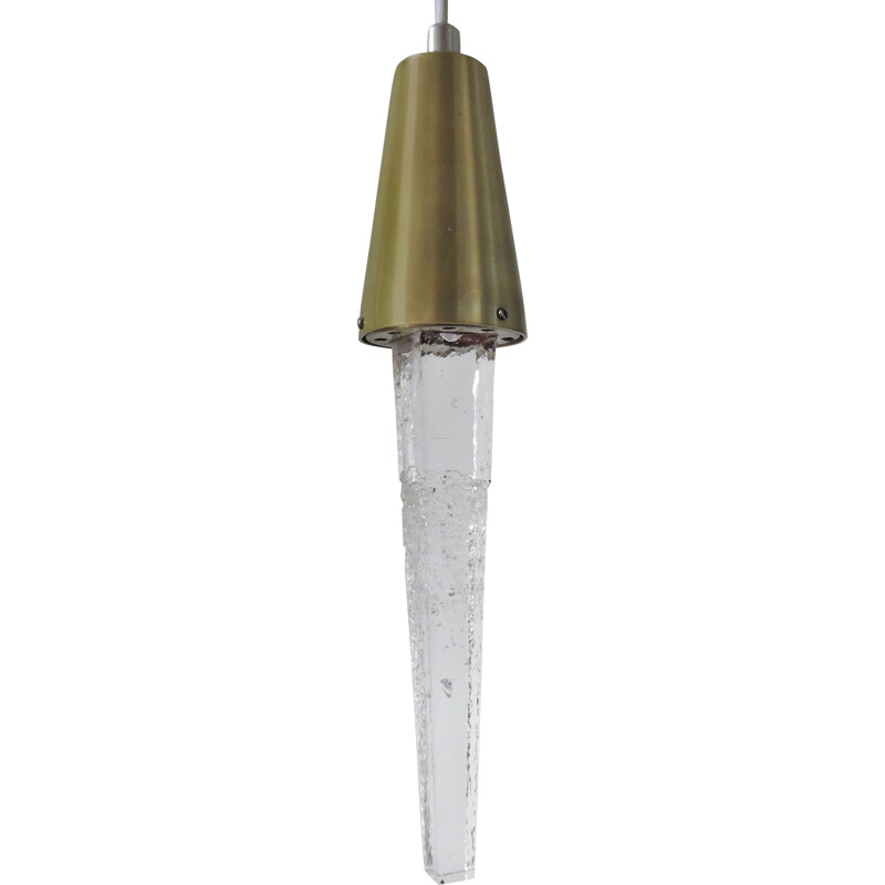 Vintage scandinavian glass and brass pendant lamp for Atelje Engberg