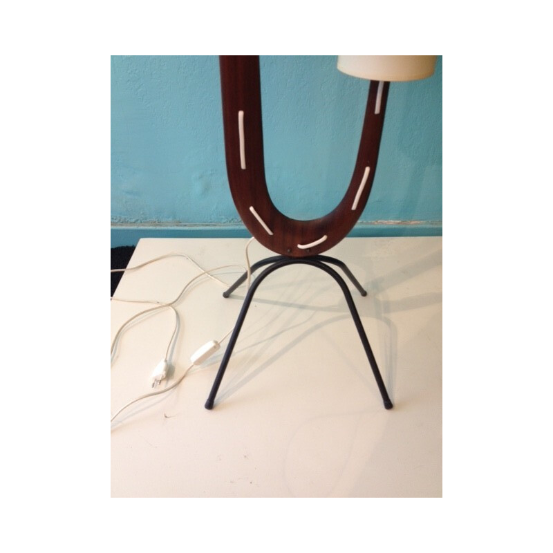 Girafe floor lamp in teak and metal, Jean RISPAL - 1950s