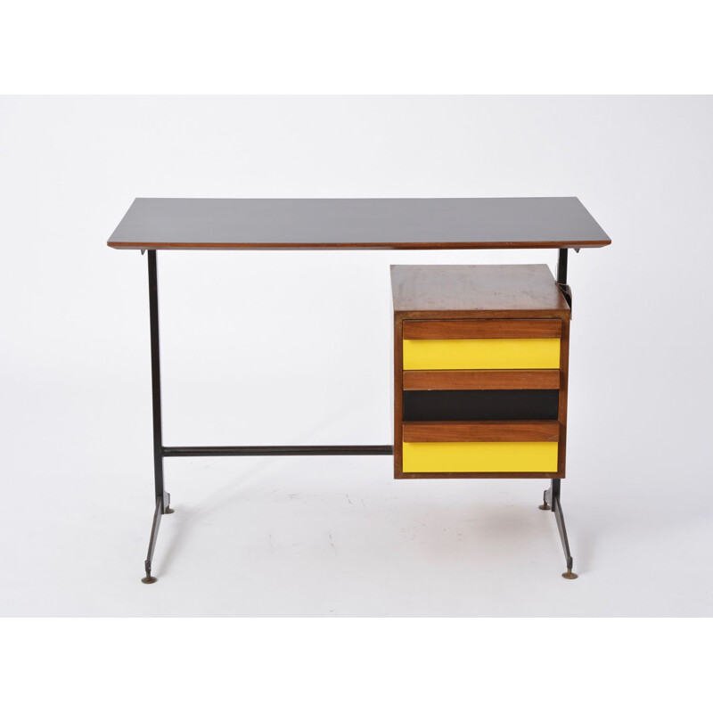 Vintage Italian desk in formica and teak