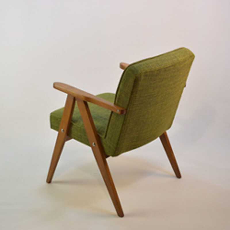Suite de 2 fauteuils vintage verts pied compas