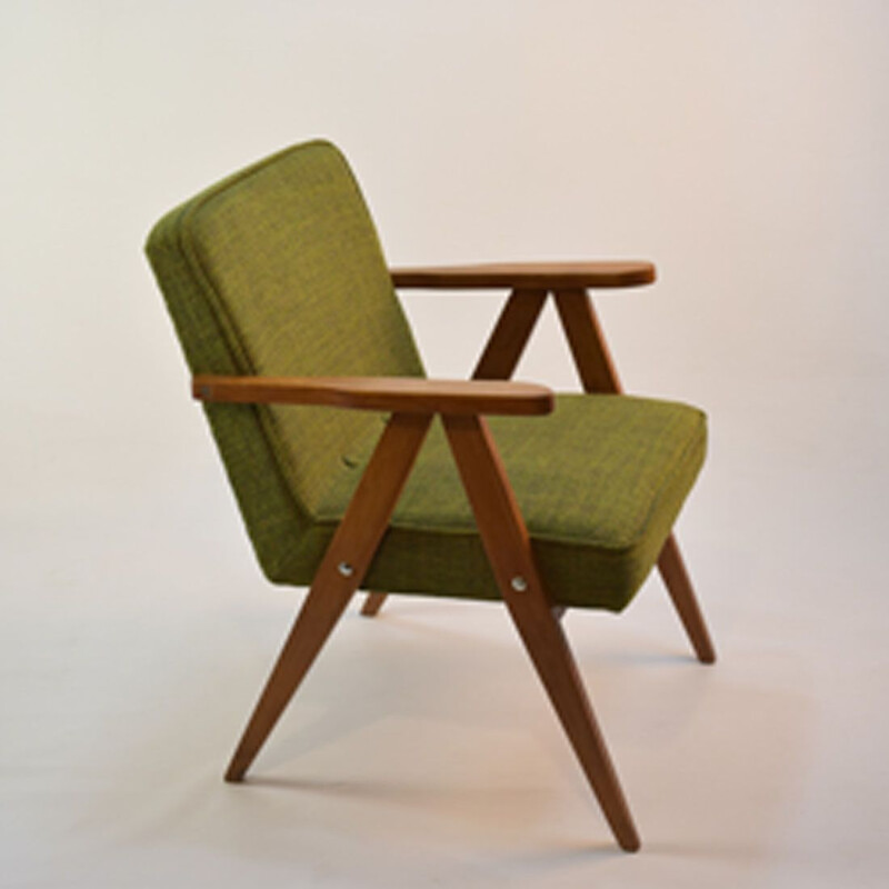 Suite of 2 vintage green armchairs