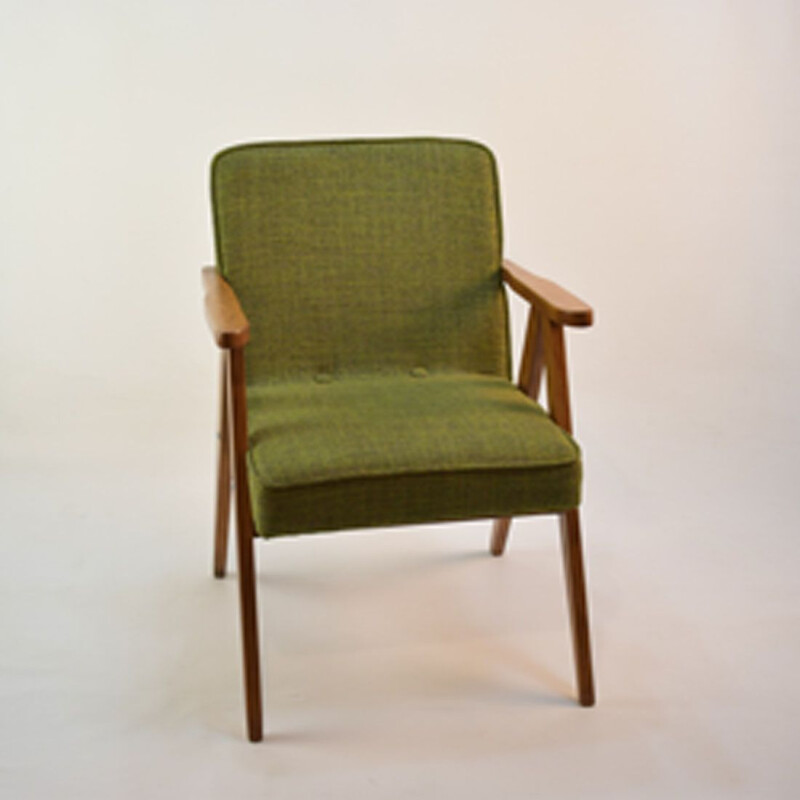 Suite of 2 vintage green armchairs