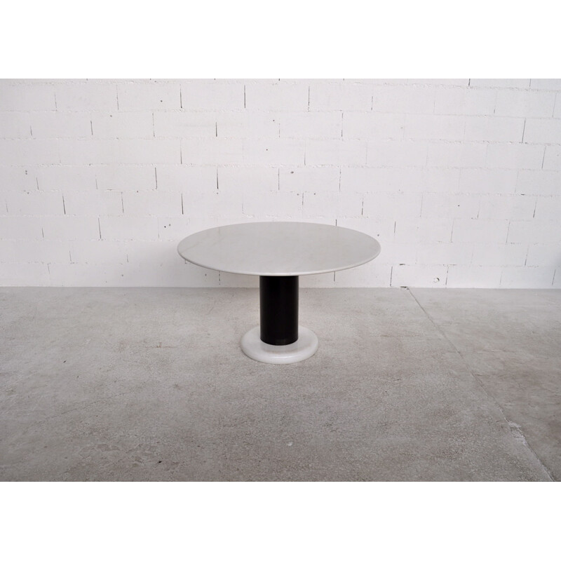 Marble and chrome-toned steel dining table, Ettore SOTTSASS - 1965