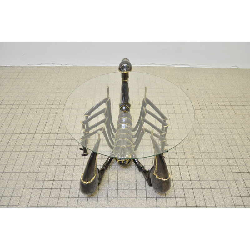 Vintage Scorpion italian side table in bronze and brass 1970