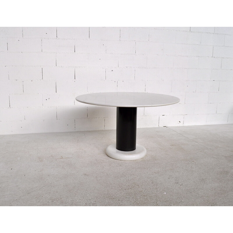 Marble and chrome-toned steel dining table, Ettore SOTTSASS - 1965