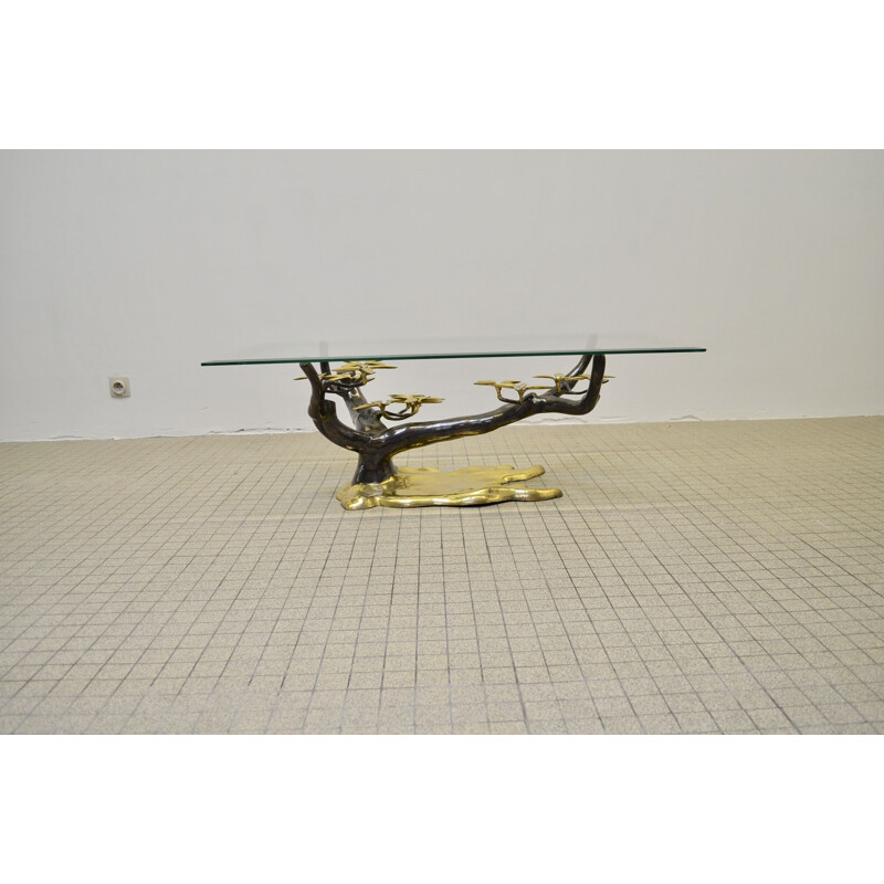 Vintage Bonsai Tree brass and glass table by Willy Daro 1970