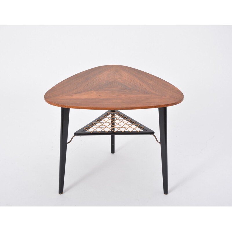 Vintage danish coffee table in rosewood with rack 1950s