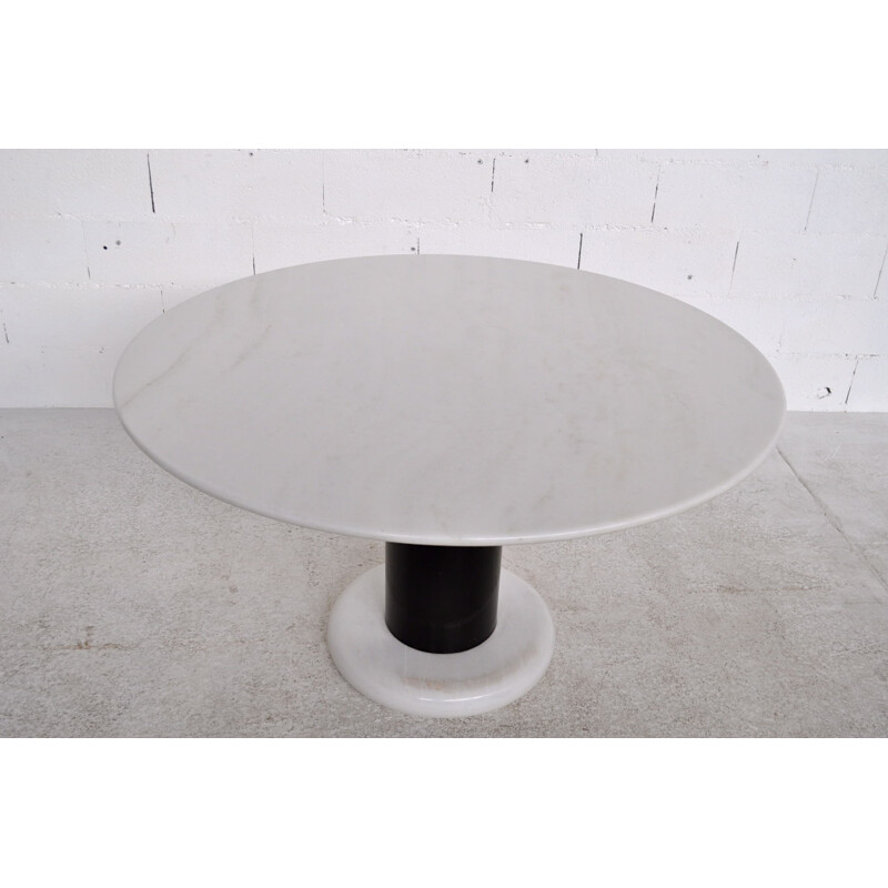 Marble and chrome-toned steel dining table, Ettore SOTTSASS - 1965