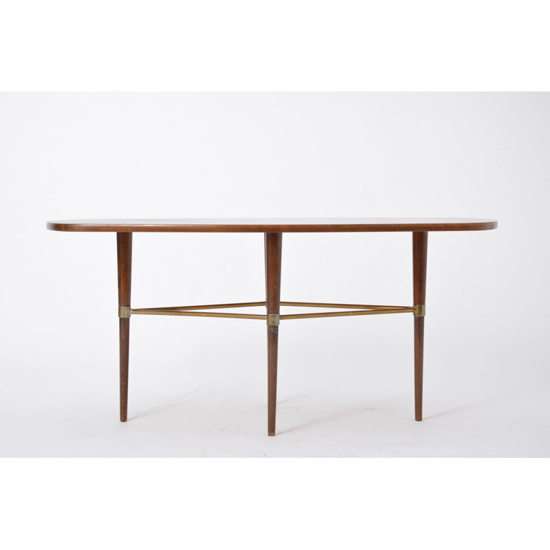 Vintage table by Förenades Möbler in rosewood and brass details 1950
