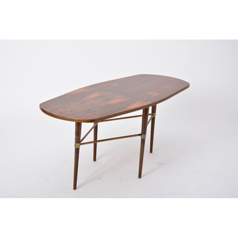 Vintage table by Förenades Möbler in rosewood and brass details 1950