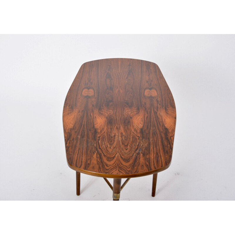 Vintage table by Förenades Möbler in rosewood and brass details 1950