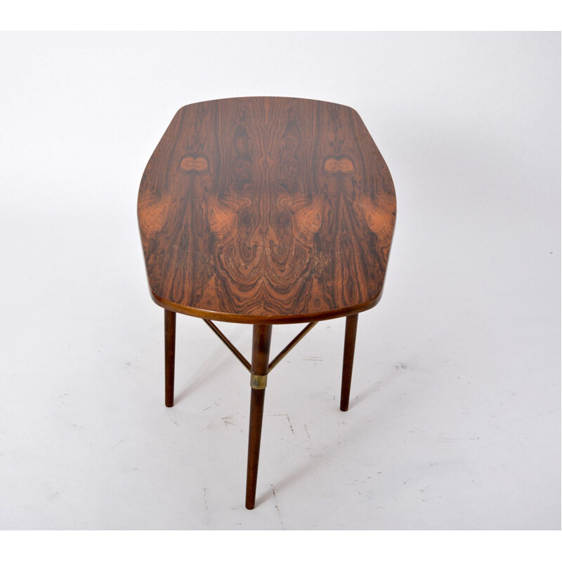 Vintage table by Förenades Möbler in rosewood and brass details 1950